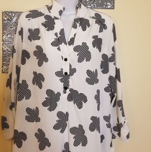 Vintage 70s Si Avance Abstract Print Classic Blouse Size M